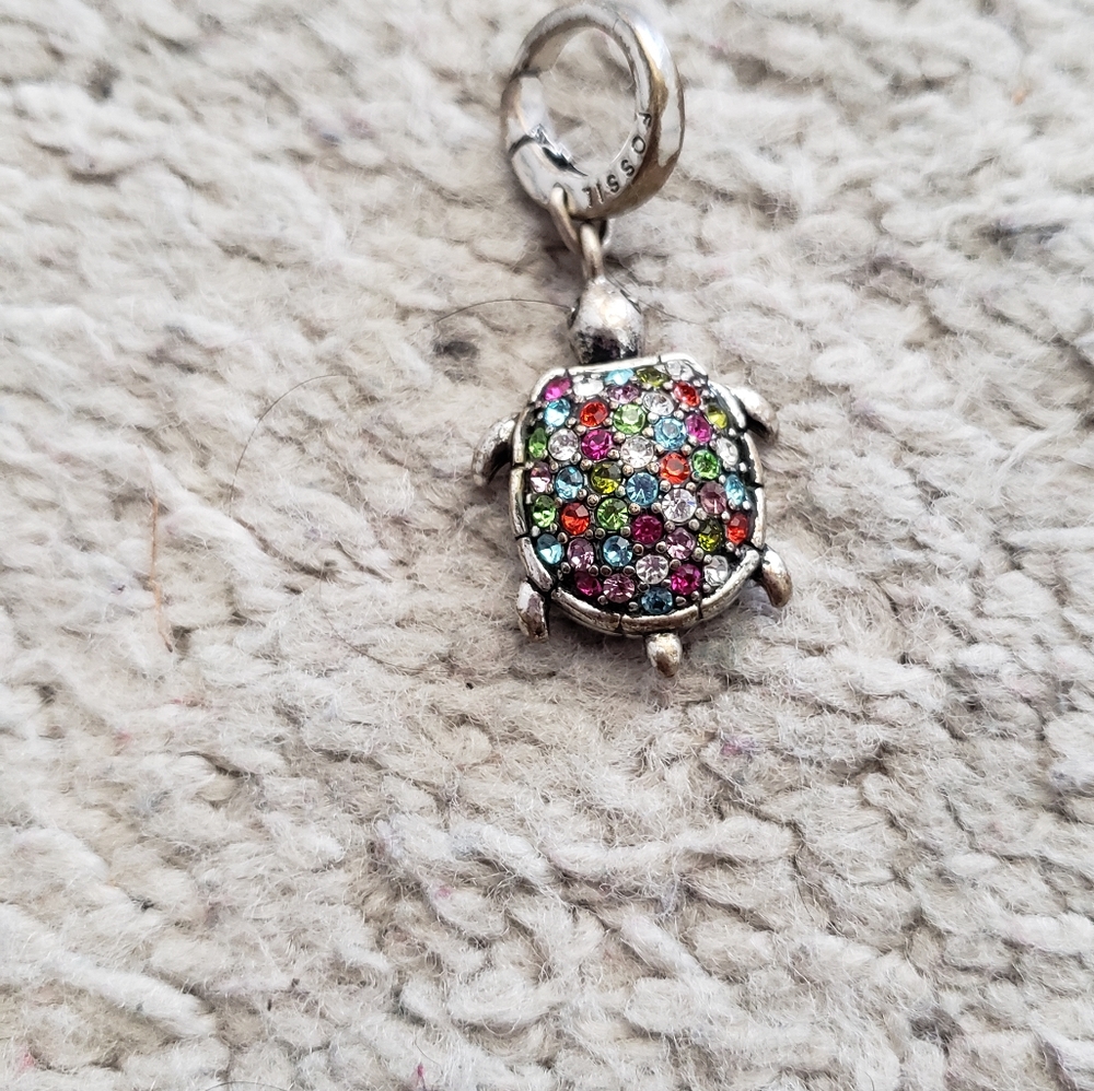 Fossil Silver Multicolor Turtle Charm - image 3